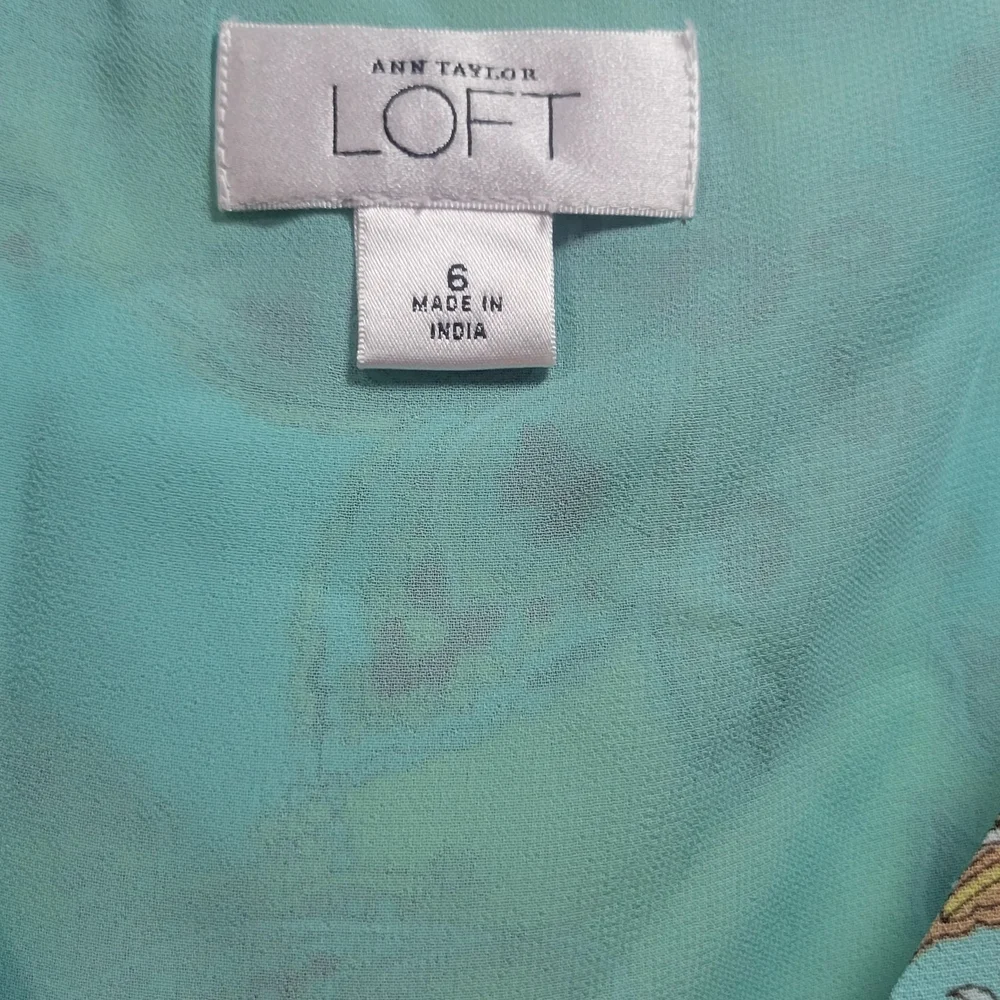 LOFT Turquoise and Yellow Floral Midi Dress - Picture 2 of 3